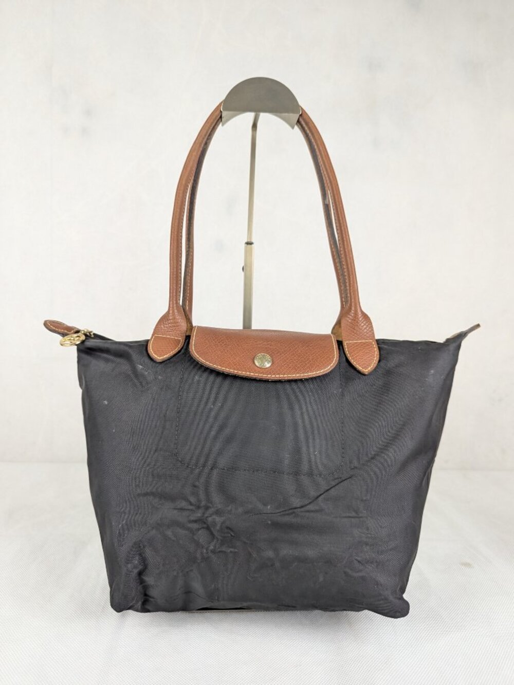 LONGCHAMP Le Pliage Black Nylon Tote Bag Pre-Owned Authentic Rare Find.